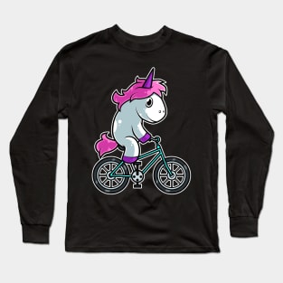 Unicorn Bicycle Cyclist Cycling print Long Sleeve T-Shirt